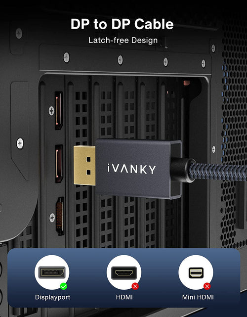 Load image into Gallery viewer, Displayport 1.2 Cable [6.6Ft, 2-Pack], 4K Displayport to Displayport Cable Nylon Braided, High Speed DP Cable, Supports 2K@165Hz and 4K@60Hz, Compatible with PC, Laptop, TV - Grey
