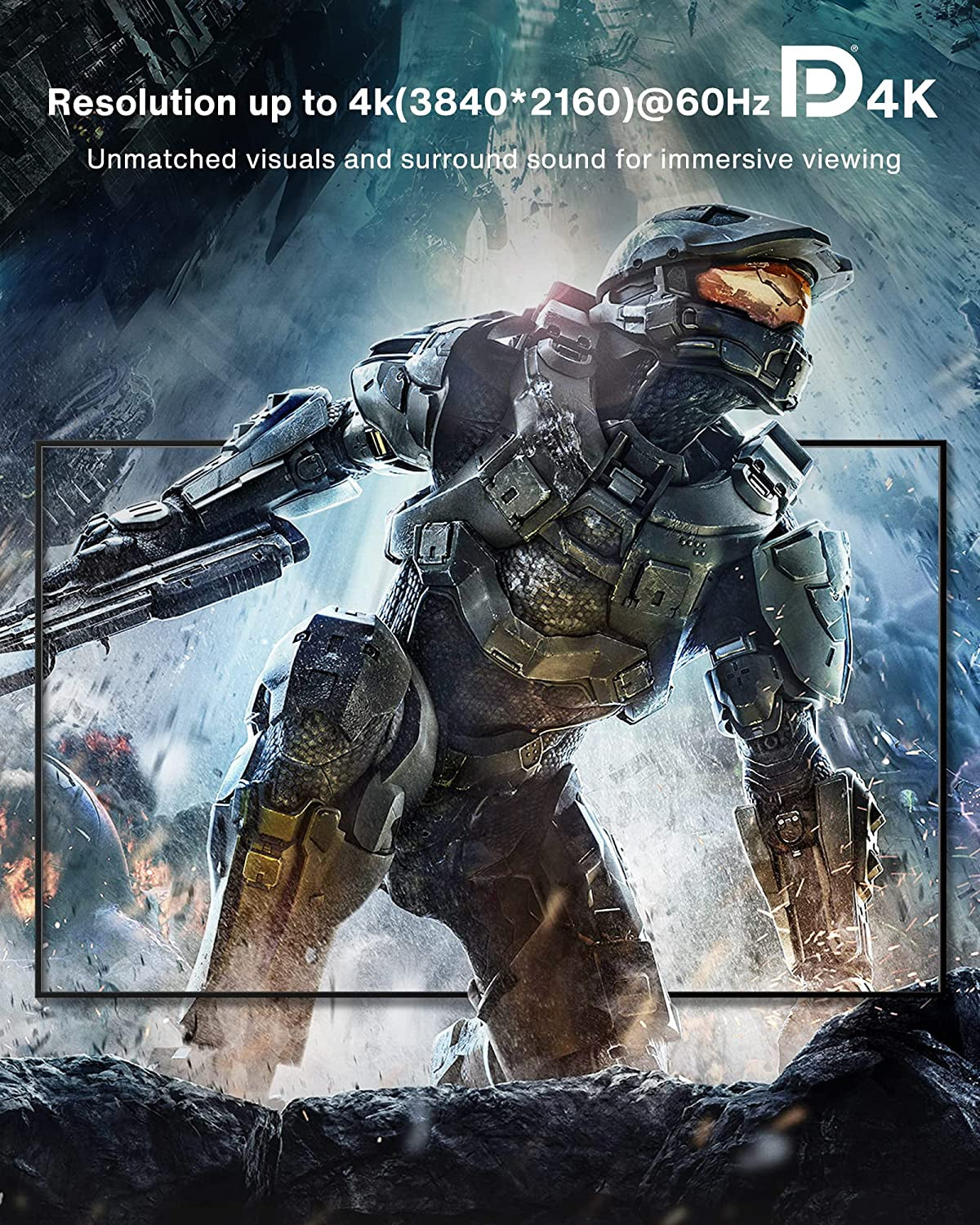 Displayport 1.2 Cable [6.6Ft, 2-Pack], 4K Displayport to Displayport Cable Nylon Braided, High Speed DP Cable, Supports 2K@165Hz and 4K@60Hz, Compatible with PC, Laptop, TV - Grey