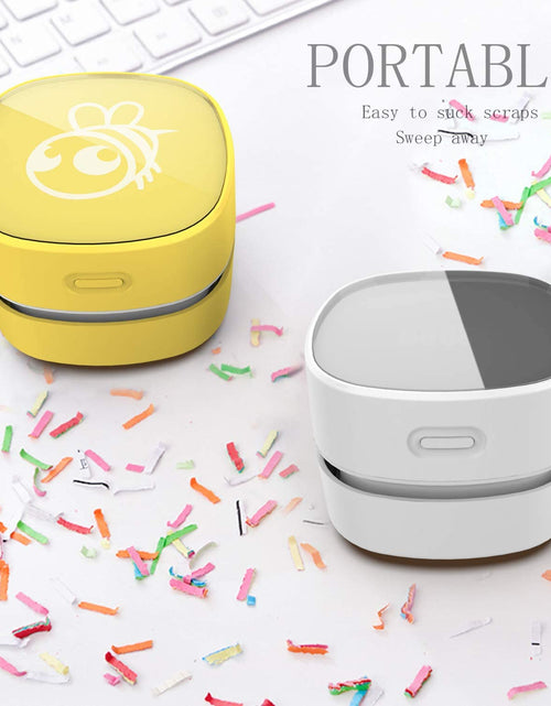 Load image into Gallery viewer, Desktop Vacuum Cleaner, Mini Table Dust Sweeper Energy Saving,High Endurance up to 90 Mins,Cordless&amp;360º Rotatable Design for Keyboard/Home/School/Office(White)
