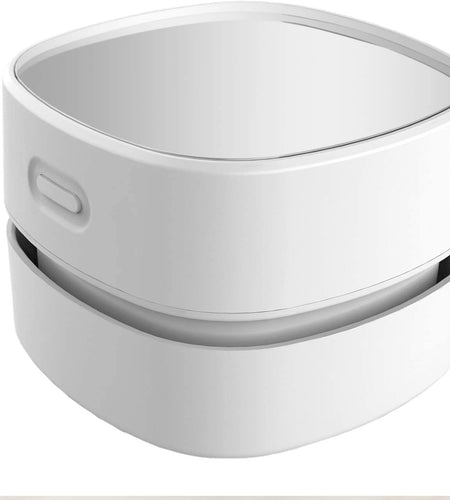 Desktop Vacuum Cleaner, Mini Table Dust Sweeper Energy Saving,High Endurance up to 90 Mins,Cordless&360º Rotatable Design for Keyboard/Home/School/Office(White)